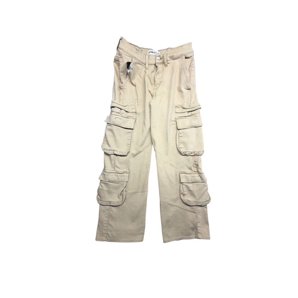 Lovegen Womens Tan Khaki Multi Pocket Cargo Pants Straight Leg Size 7/29